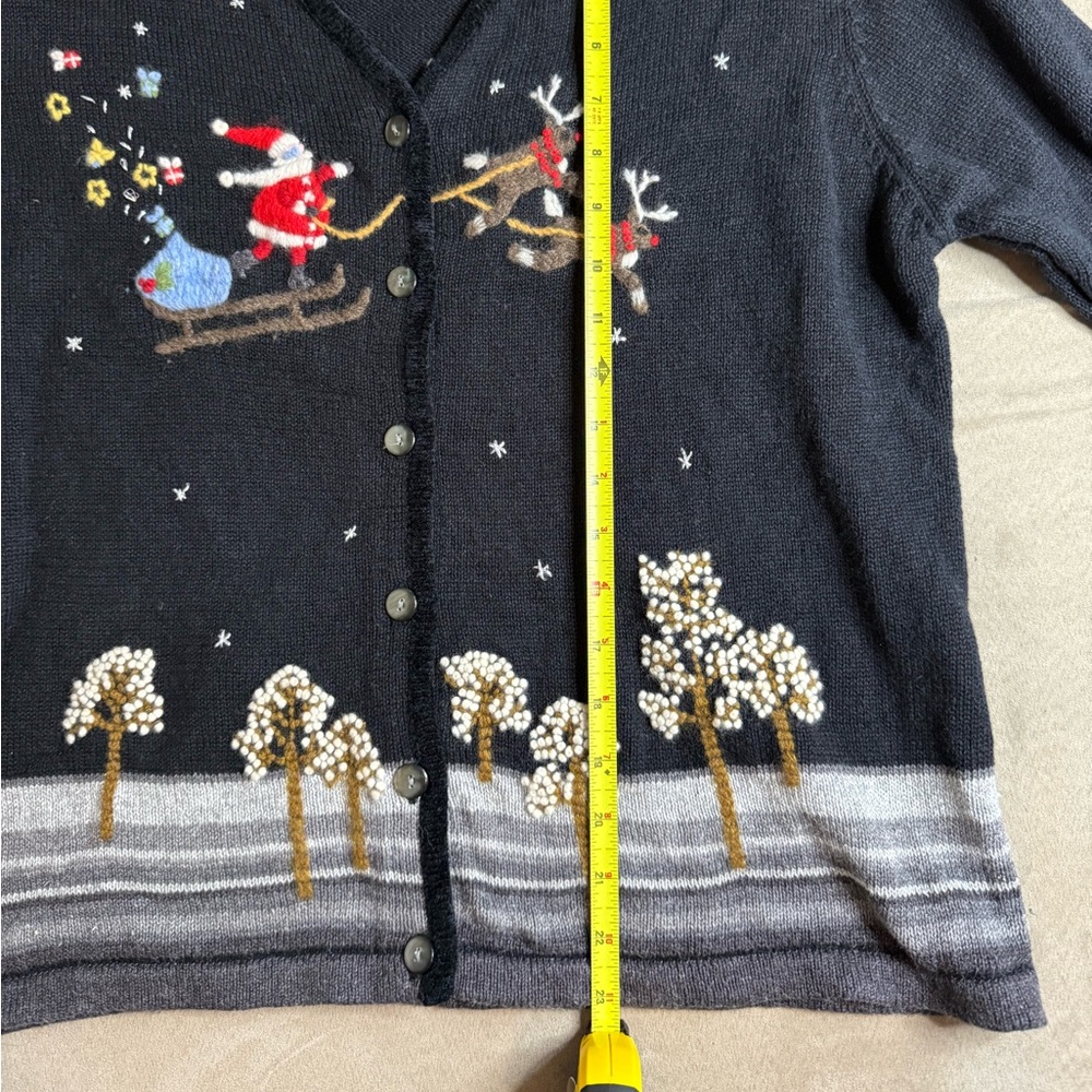 Susan Bristol Y2K Vintage Embroidered Christmas Holiday Cardigan Sweater Large - Picture 8 of 8